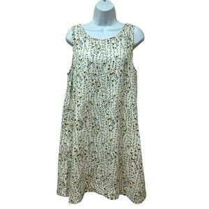Rachel Zoe White Shift Dress 100% Linen Summer Coastal Dainty Floral M NEW